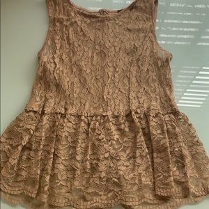 Tan peplum lace top